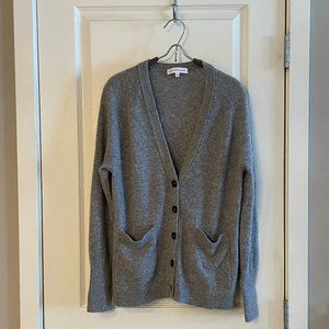 White + Warren Cashmere Boyfriend Cardigan in Grey Heather